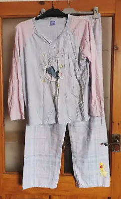 Y2K Disney Size 10-12 Pink / Blue Checked Long Sleeve EEYORE Two Piece Pyjamas  • £18.99