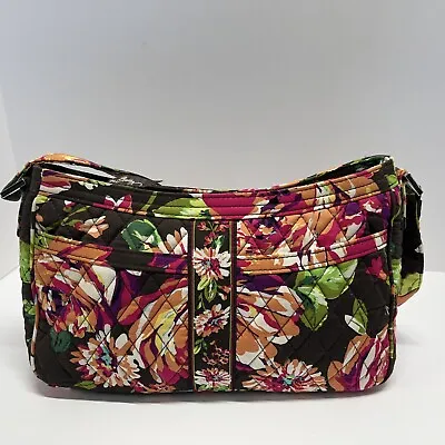 Vera Bradley ENGLISH ROSE Shoulder Bag  Top Zip Front Slot Pockets 12 X 7.5 In • $22.99