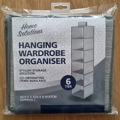 Stylish Storage Home Wardrobe Organiser Six-Tier Grey • £9.99