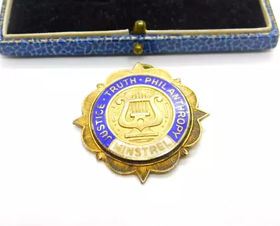 Sterling Silver Gilt & Enamel Masonic 'Minstrel' Fob Medal Vintage 1973 • £28