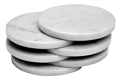 CraftsOfEgypt Set Of 6 - White Marble Stone Coasters Polished Coasters – 3.5 ... • $34.21