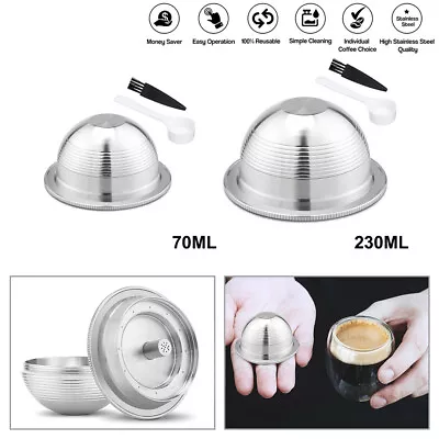 Reusable Stainless Steel Refillable Coffee Pod Capsules Kit For Nespresso Vertuo • $33.84