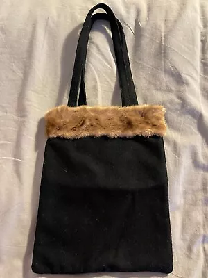 D&G Black Bag With Fur: Early 1990s Vintage: Dolce And Gabbana • £40