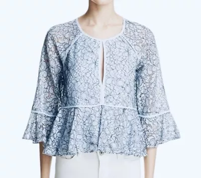 V Cristina BOHO Blue Lace Blouse Top Shirt Women’s Size Medium New $119 • $30