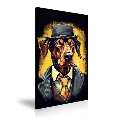 Dog Gangster Mob Boss Stretched Canvas Print Wall Decoration Art More Sizes • £36.99