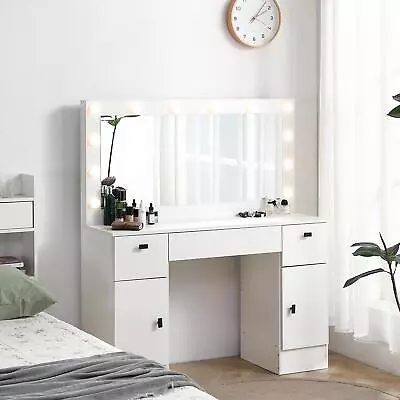 Lighted Vanity Table With Mirror 3 Drawers & Storage Cabinet 3-Color Lighting • $270.60