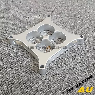 Silver 2.0  Billet Aluminum 4150 Carburetor Spacer Square Bore 4 Ports Bolt On • $59.99