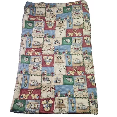 Vintage Tapestry Throw Blanket Quilt Handmade Cats And Birds 41x69in • $30