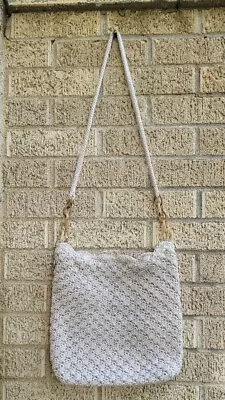 The SAK Scalloped Edge Ivory Knit Crocheted Purse With Tortoise Shell Chains • $19.99