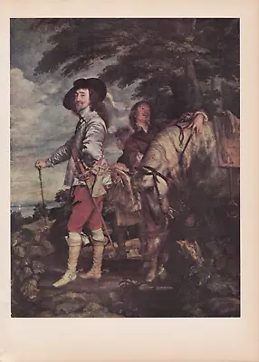 1939 Vintage  PORTRAIT OF KING CHARLES I  By VAN DYCK Color Art Plate Lithograph • $3.20