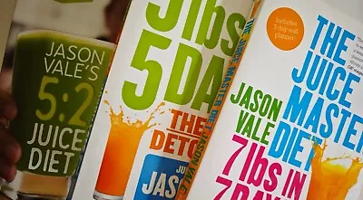 3x Jason Vale's Weight Loss Book Bundle 5:2 Juice Diet+5lbs In 5 Days+Juice Mast • £3