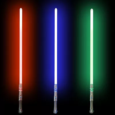 Star Wars Metal Lightsaber Combat Training Thick Hilt RGB Sound - Chrome Ninja • $122.41