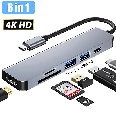 £11.75 • Buy 6-in-1 Type C To 4K HDMI Adapter Hub For MacBook/Pro/Air/iMac/Ipad Pro USB 3.0