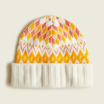 J. Crew 100% Cashmere Fair Isle Knit Soft Colorful Beanie Hat $90 NEW • $55.99