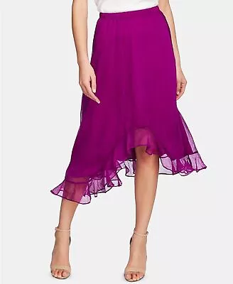 Vince Camuto Skirt Chiffon Ruffle Asymmetrical Hem Women Purple L NEW NWT 428 • $24.75