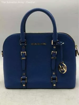 Michael Kors Women Blue Leather Inner Pockets Zipper Satchel/Top Handle Bag • $26