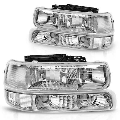Chrome Headlights + Bumper Lamps For 99-02 Chevy Silverado 00-06 Suburban Tahoe • $64.50