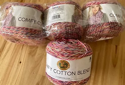 Lion Brans Comfy Cotton Blend Aran Knitting Crochet Yarn 4 X 200g Flower Garden • £10