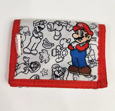 Nintendo Super Mario Characters Doodle Trifold Wallet White Red • $9