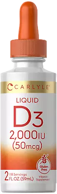 Vitamin D3 2000 IU Liquid | 2 Oz | Vegetarian Non-GMO Gluten Free | By Carlyle • $8.29