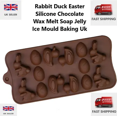 Rabbit Duck Easter Silicone Chocolate Wax Melt Soap Jelly Ice Mould Baking • £3.45