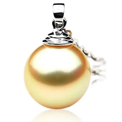12mm AAA Pacific Pearls South Sea Golden Pearl Pendants $2299 Best Gift For Mom • $695
