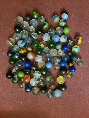 Vintage Marble Lot  Cats Eye Opaque And Others Almost 1 Lb • $12