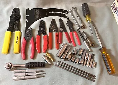 Tool Lot: Sockets Klein Awl Wrenches Riving Knife Drill Bits Cutters & More • $44.75
