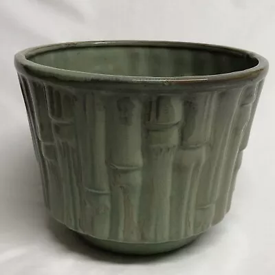 Vintage McCoy # 377 Green Bamboo Design Flower Pot Planter USA Jardiniere Rare! • $34.99