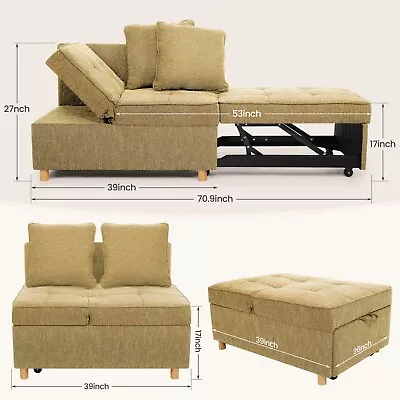 Convertible Sofa Bed 4 In 1 Sofa Bed Multi Function Sofa Linen Sleeper Bed Couch • $218.99