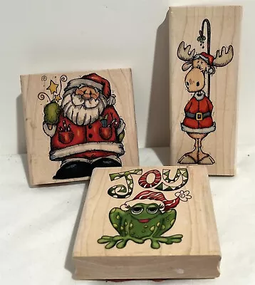 Whipper Snapper CHRISTMAS Santa Frog Moose Holiday Rubber Stamps Lot Of 3 • $29.99