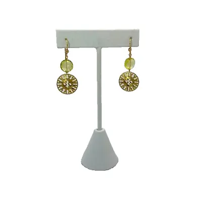 Milor Italy 14K Satin Finish Gold With Light Yellow Crystal Dangle Earrings • $149