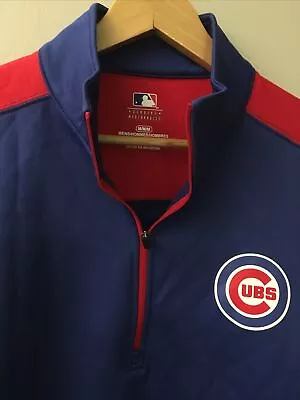 Chicago Cubs Nylon Windbreaker Jacket Pullover 1/4 ZIP COTTON INSIDE Adult M • $14