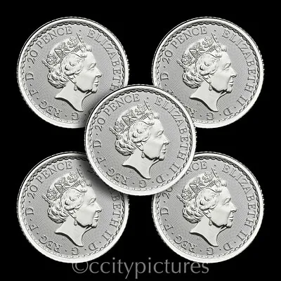 (5) 2020 1/10 Oz 999 Silver UK Britannia Royal Mint £.2 BU Coins Elizabeth II • $64.75