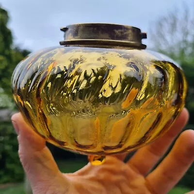 Original Victorian Amber Golden Yellow Glass Oil Lamp Font Bayonet Collar Duplex • £55