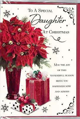 Daughter - Flowers - Christmas - Greeting Card • £2.19