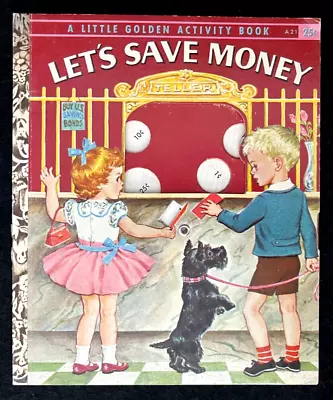 LET'S SAVE MONEY ~ W/ WHEEL ~ Vintage 1st 'A' Ed Little Golden Activity Book A21 • $11.99