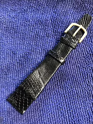 18mm Roma Black Genuine Lizard Unstitched Mens Watch Band Made In Italy • $24.50