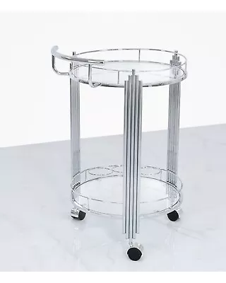 Contemporary Drink Drinks Tea Hostess Trolley Cart Glass Tray Chrome • £179.99