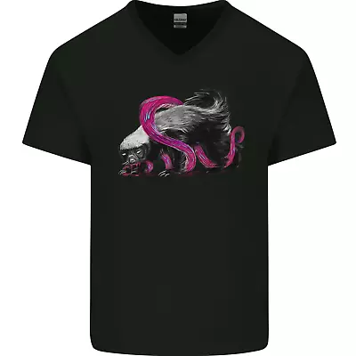 Honey Badger Mens V-Neck Cotton T-Shirt • £11.99