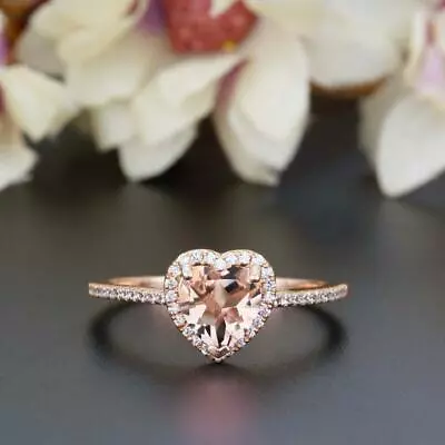 3 Ct Heart Cut Morganite Lab Created Women's Wedding Ring 14k Silver Gold Plated • $44.99