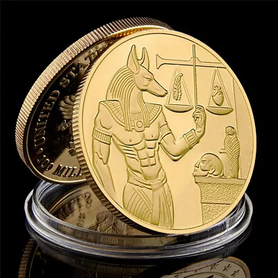'Anubis Egyptian God Of Death.' Gold Plated Novelty Coin. **UK DISPATCH** • £3.49