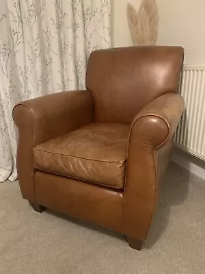 LAURA ASHLEY “Hadley Chair” Brown Leather Armchair -VERY GOOD CONDITION • £200