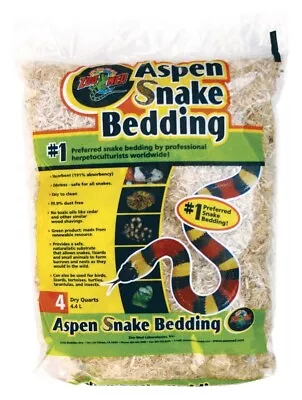 Zoo Med Aspen Snake Bedding - Odorless Safe - Snakes Lizards Turtles - 4 Qt • $11.13