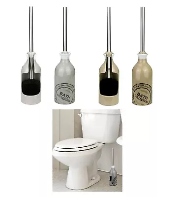 Toilet Brush And Holder Ceramic Bathroom Free Standing Toilet Cleaning Brush Set • £9.99