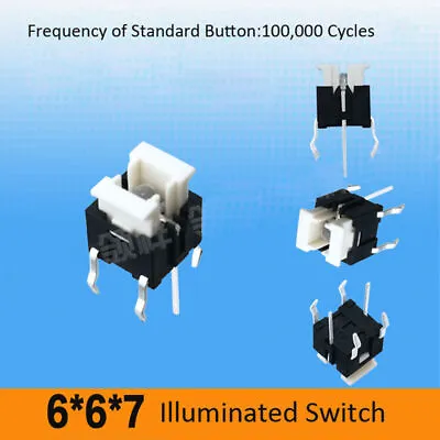 6 X 6 X 7mm LED Illuminated Switch Momentary Push Button Tactile SPST Micro PCB • $33.65