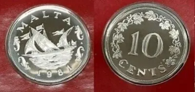 Rare 1981 Malta Proof 10 C Grandmaster Sailing Ship • $15.99