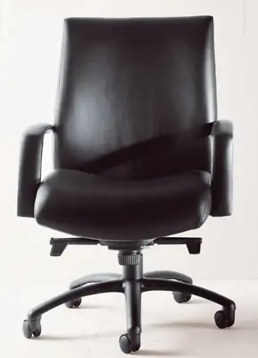 HBF Détente Executive Mid Back Black Leather Chair • $1499.99
