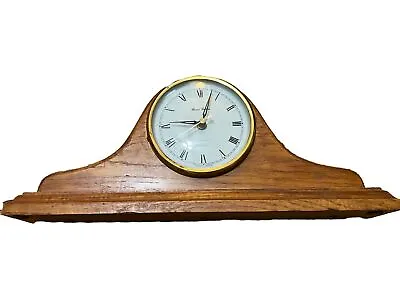 DANIEL DAKOTA Solid Wood Brass Mantle Clock Quartz Japanese MVMT VTG WORKS READ • £47.47