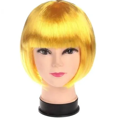 Womens Ladies Short Bob Wig Fancy Dress Cosplay Wigs Pop Party Costume Yellow • £2.90